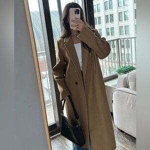 Aritzia Babaton Stedman coat size large Stylish Tan Long Coat
